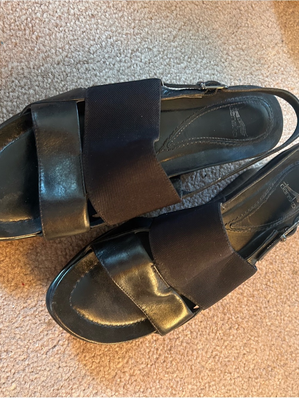 Dansko Black Wide-Strap Slingback Sandals
